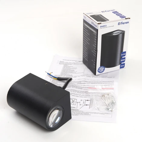 Архитектурная подсветка Feron Корфу 48477 DH053, 2*5W, 800Lm, 3000K, черный Бостон (LED, 220V, IP54)