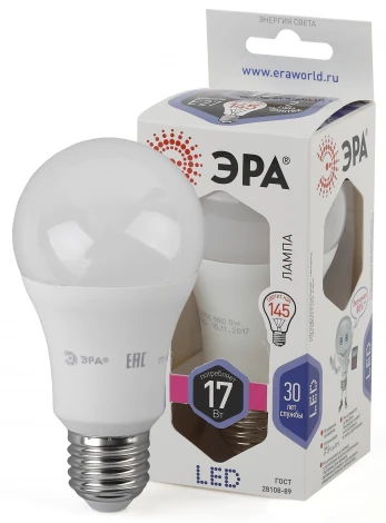 Лампочка светодиодная E27 17W ЭРА LED A60-17W-860-E27