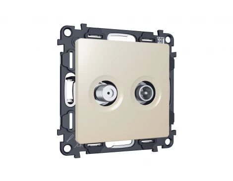 Комплект механизма ТВ-розетки+SAT встраиваемый (бежевый матовый) Ambrella Volt QUANT MA333310
