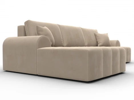 Диван угловой Лига-080 угол левый (ДСП/Пластик/Велюр/Бежевый) Лига Диванов 134745L