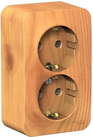 Розетка накладная двойная с заземлением (ясень) Systeme Electric Blanca BLNRA010205