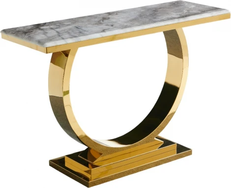 Стол-консоль IST-CASA Лира IST-806,120х40х76 см, светло-серый/золотой