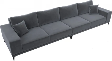 Диван прямой Льюес Лонг (Серый/Велюр) Лига Диванов арт.122387