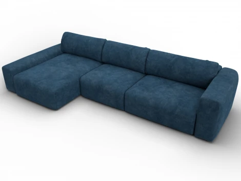 Диван угловой Лига-066 НПБ Лонг угол левый (ЛДСП,Фанера,Брус,Велюр/Синий) Лига Диванов 131219L