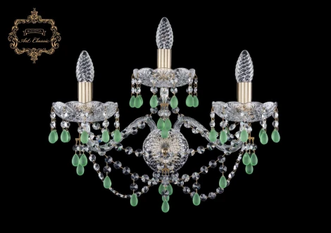 Бра Art Classic 10.24 10.24.2+1.200.XL.Br.V5001 (220V, хрусталь, подвески, подсвечник, свеча)