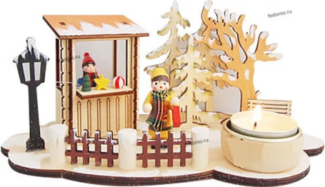 Новогодний подсвечник из дерева Snowlight