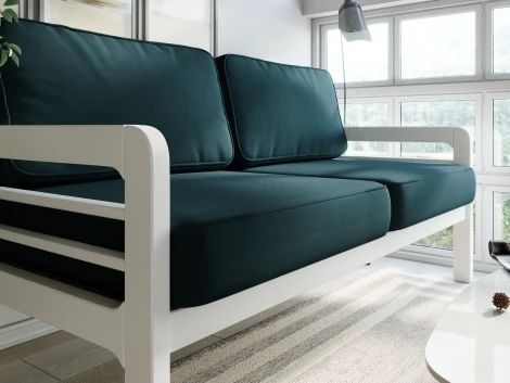 Диван Arsko прямой Бергер Б белая эмаль велюр голубой