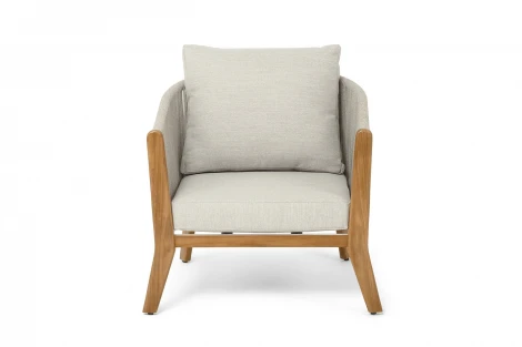 "Сидней" кресло плетеное из роупа, основание тик, каркас алюминий бежевый, роуп бежевый, ткань бежевая 4SIS арт.УТ-00009543