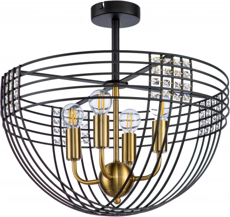 Люстра потолочная на штанге Fresco V000104 (10001/4C Black) (220V, хрусталь, клетка)