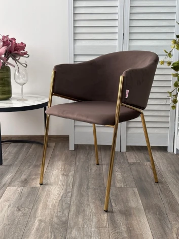 Стул DILL MOMO-05 тауп, велюр беспальчиковый"/ золотой каркас М-City 629M05376"