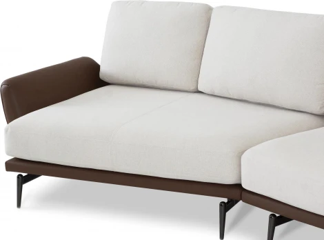 Диван Ispani угловой левый ОГОГО (арт.798829), (Ткань,Экокожа/Коричневый,Бежевый)