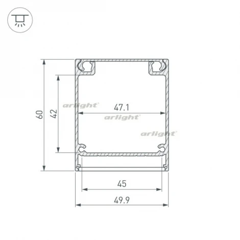 Профиль BOX60-ONTOP-2000 ANOD (Алюминий) 017358 Arlight