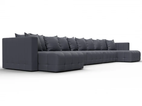 Диван П-образный Лига-052 НПБ МегаЛонг (ЛДСП,Брус,Фанера/Пластик/Экокожа/Серый) Лига Диванов 129925