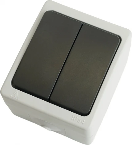 Выключатель двухклавишный (серый,графит) Stekker Велена 32753