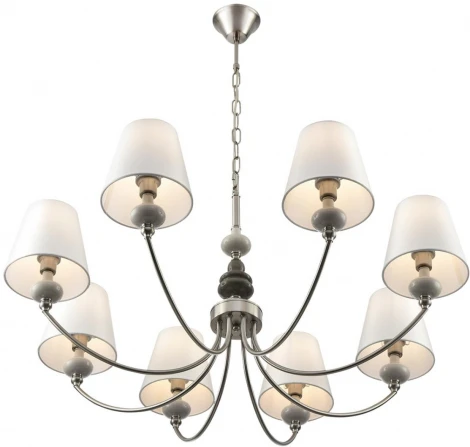 Подвесная люстра Lumion Kentuki 8283/8 никель/белый, металл/керамика/текстиль Е14 8*40W 220V (на цепи)