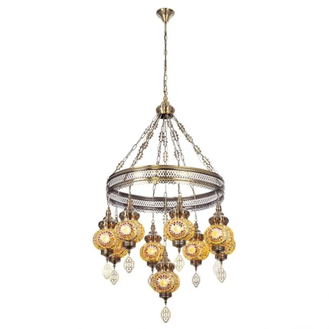 Подвесная люстра с подвесками Citilux Каир CL419185 Мозаика янтарь