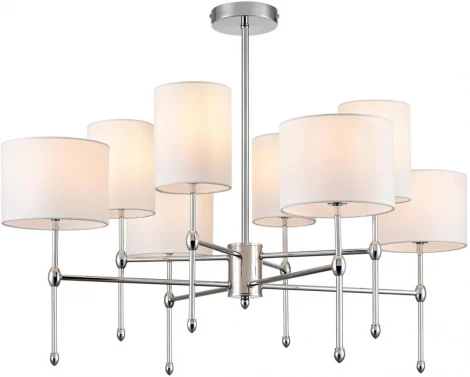 Потолочная люстра на штанге Lumion Latti 6589/8C хром/белый, металл/текстиль E14 8*40W 220V (круглые)