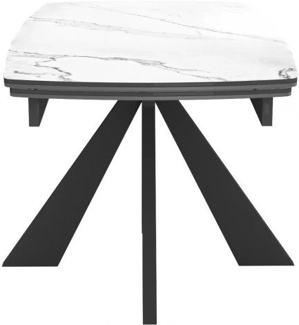 Стол DikLine SKU120 Керамика Белый мрамор,подстолье черное,опоры черные