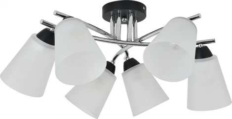 Потолочная люстра на штанге Escada Lavatera 2132/6P 6х60Вт E27, металл/стекло, хром/черный, матовый плафон (220V)