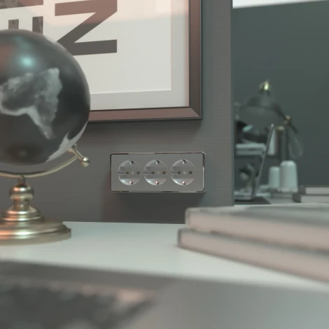 Розетка тройная с заземлением и шторками Gallant (серебряный) Werkel W5073106 (a052777)