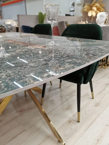 Стол обеденный IST-CASA Элис Рэк DT2850А.1, 160х90х75 см, малахитовый