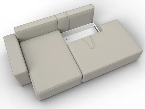 Диван угловой Лига-079 угол левый (ДСП/Пластик/Рогожка/Бежевый) Лига Диванов 129811L