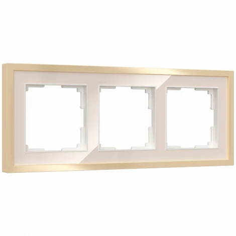 Рамка на 3 поста Baguette (айвори/латунь) Werkel W0032851 (a060236)
