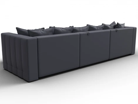 Диван угловой Лига-052 НПБ Лонг угол универсальный (ЛДСП,Брус,Фанера/Пластик/Экокожа/Серый) Лига Диванов 129917