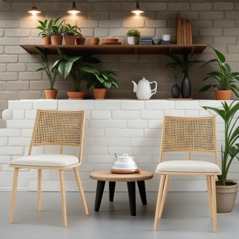 Набор из 2 стульев Unity Echo Hesby (Бежевый,Черный/Металл,Ротанг,Велюр) арт.HSBI_DC2245_black_2