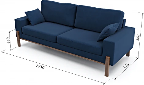 Диван Arsko прямой Хангель велюр синий