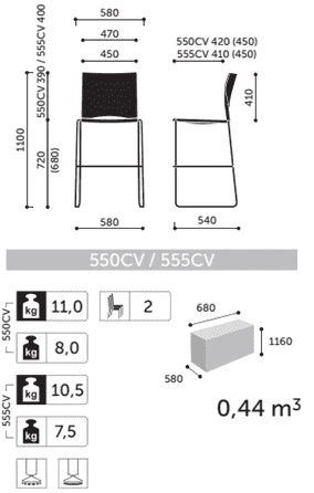 Барный стул Ariz Bar 550CV Profim Пластик Code 01