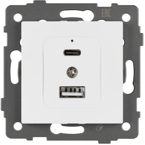 Механизм USB розетки SCT-MUAC-PL-WH-V (5V, 3A, QC4) (Arlight) 049839