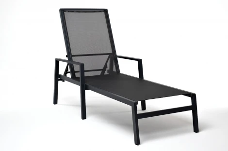 "Парма" шезлонг из алюминия темно-серый (RAL7024) муар, ткань текстилен серая 4SIS арт.УТ-00007159