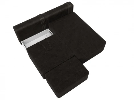 Диван угловой модульный с пуфом Лига-060 НПБ угол универсальный (ЛДСП,Брус,Фанера/Пластик/Велюр/Коричневый) Лига Диванов 129697