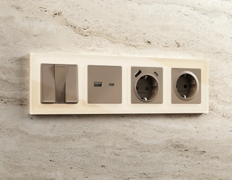 Рамка Ambrella Volt ALFA Platos (Бежевый Стекло органическое) 1-ая AF330301