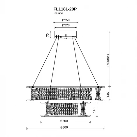 Подвесная люстра светодиодная Fluorite Sacrement FL1181-20P