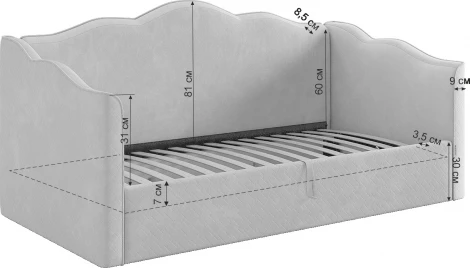 Кровать с подъемным механизмом Лея (Софа) 90х200 см Mebelson (ДСП,ЛДСП,Велюр/Кремовый,Латте) арт.KM.S-18.2959