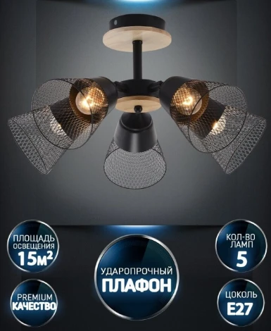 Потолочная люстра на штанге Wedo Light Mert WD3525/5C-BK-CR-BK