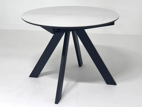 Стол БОНЖУР 100 цвет БЕЛЫЙ МРАМОР, керамика / ЧЕРНЫЙ каркас M-City 64582