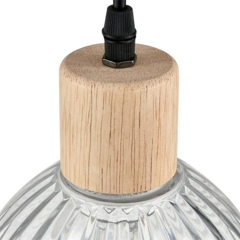 Подвесной светильник Lumion Natana 8055/1А дерево/прозрачный металл/стекло E27 1*60W 220V