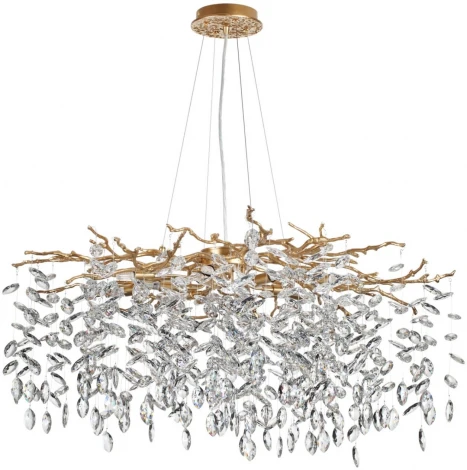 Подвесная люстра Odeon Light Delica 4969/12 HALL античн.бронза/алюмин./хрусталь G9 12*40W (220V, на тросе, лепестки, ветки)