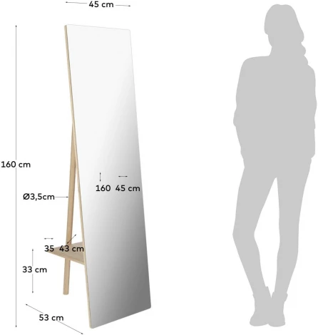 Напольное зеркало La Forma (ex Julia Grup) Keisy (Береза,Дерево,Стекло,МДФ)