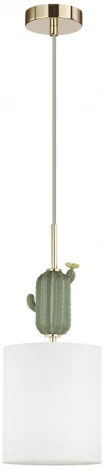Подвесной светильник Odeon Light Cactus 5425/1 золотой/зеленый/белый/металл/керамика/ткань E14 1*40W (220V, на проводе, круглые)
