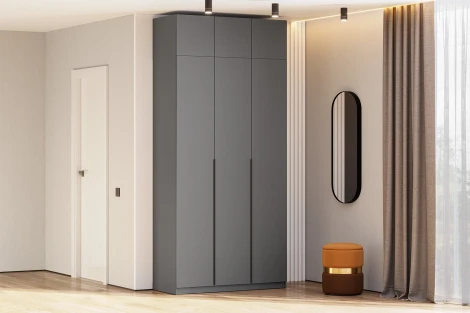 Шкаф с антресолью Арника и наполнением (5 полок + штанга) ШК 5 (1200), Графит