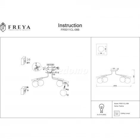 Потолочная люстра Freya Paolina FR5011CL-08B (220V, шарики)