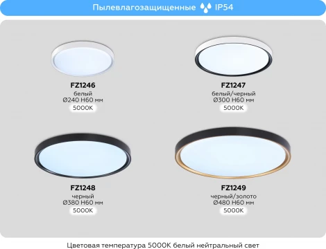 Потолочный светильник круглый светодиодный Ambrella ORBITAL FZ1249 (220V, круглые, IP54)