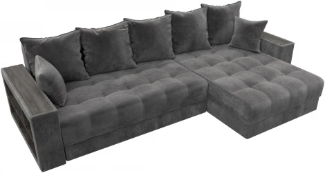 Диван угловой с декором и полкой Лига-050 НПБ Лига Диванов (Велюр) арт.128610