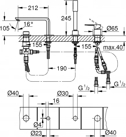 Смеситель Grohe Lineare New 19577001 на борт ванны