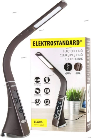 Офисная настольная лампа светодиодная коричневый с будильником Elektrostandard ELARA TL90220 (диммер, сенсорный выключатель)