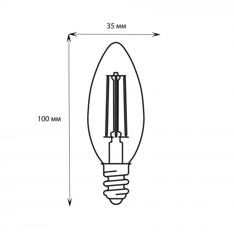 Лампочка светодиодная свеча прозрачная E14 6W 4000K Uniel LED-C35-6W/NW/E14/CL GLA01TR